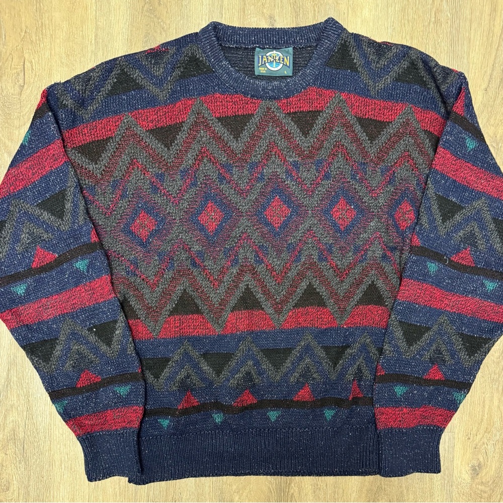 Vintage Jantzen Aztec Sweater Men’s Large USA Made‎